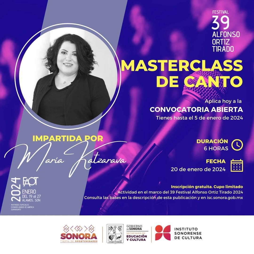 Convocatoria a la masterclass de canto por María Katzarava