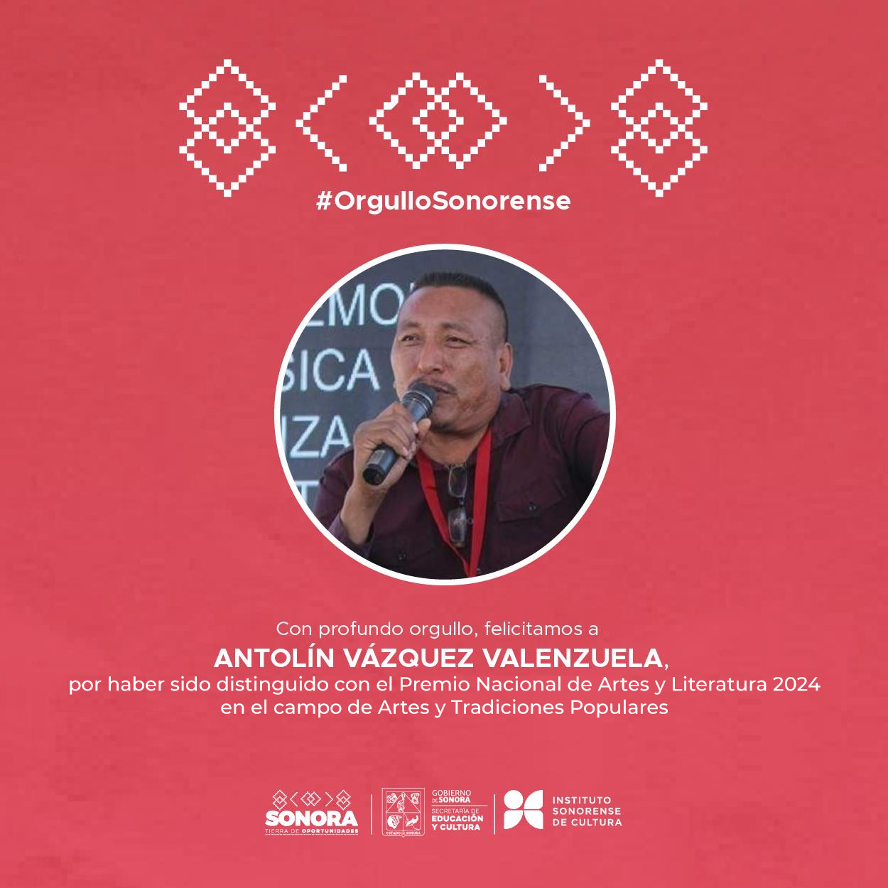 Sonorense Antolín Vázquez, recibe premio nacional por su legado cultural